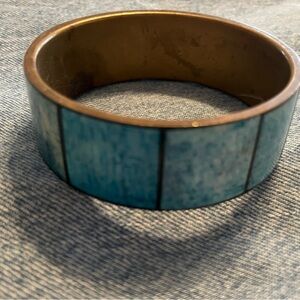 Vintage Metal and Blue Bangle Bracelet. EUC!